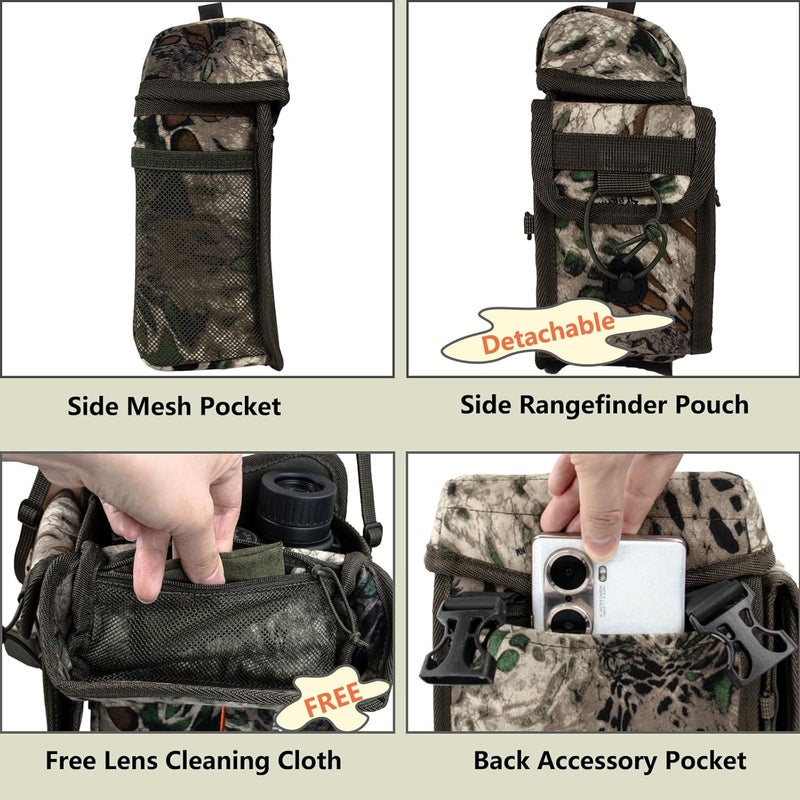 WOLFHUNT Prym1 Camo Binoculars Chest Pack with Rangefinder Pouch, Binoculars Harness Bags Magnetic Opening Bino Case Triple-Use Mode, Hunting Chest Pack W/MolleSystem & Lens Cleaning Cloth - Image 4